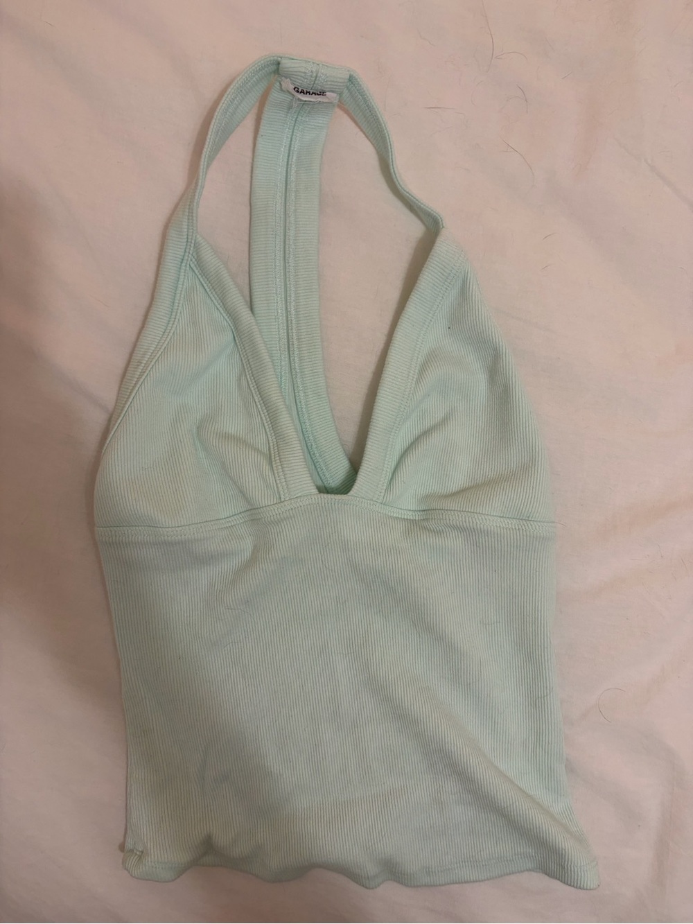 Garage Mint Ribbed Halter ribbed Top